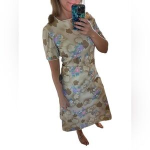 Vintage 60s Floral Shirt Skirt Set Size Medium 70s retro